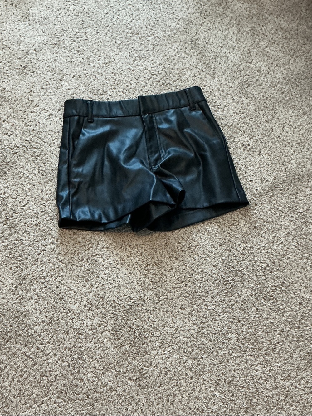 Zara Black Faux Leather High-Waist Shorts